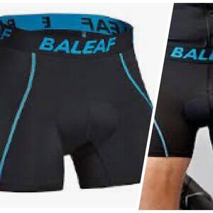 BALEAF Men's Padded Cycling Shorts Black & Teal Biker Shorts MTB Size Large-2 PK